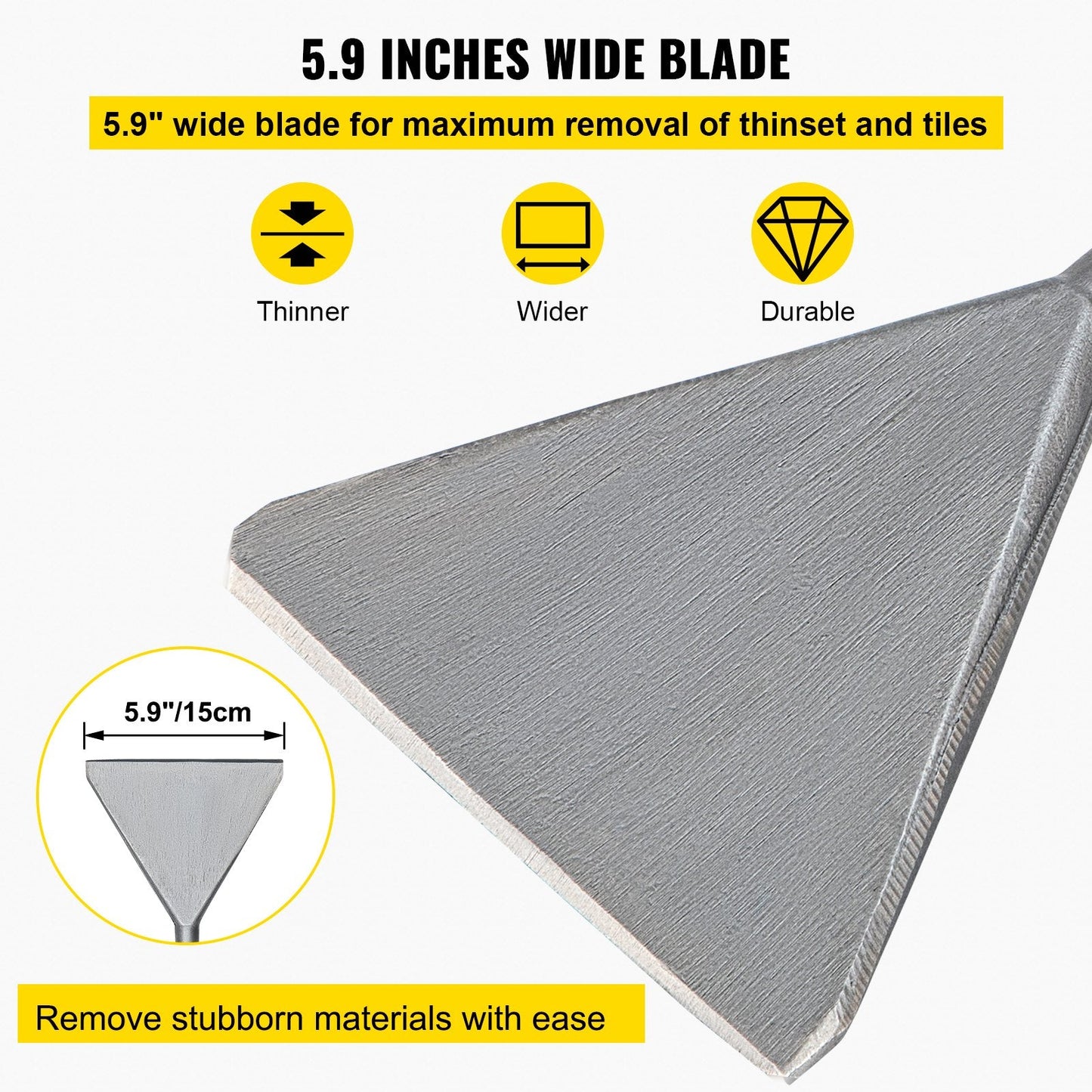 Heavy-Duty SDS-Max Floor Scraper Chisel for Tile & Thinset Removal, 40 x 15 cm