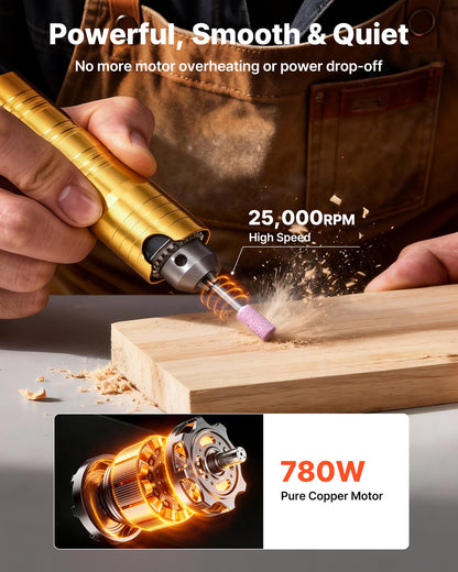 Flex Shaft Grinder, 780W 25000RPM Electric Flex Shaft Rotary Tool, Foot-Pedal Control Hanging Carver Grinder with 112PCS Accessory Kit for Sanding Buffing Polishing Cutting