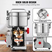 1000g High-Speed Electric Spice & Grain Grinder, 6.2 kg, 3000W, 28000 RPM