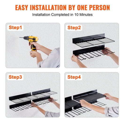 2-Pack Heavy Duty Cordless Drill Holder, 4 Slots, Wall Mount Storage Rack