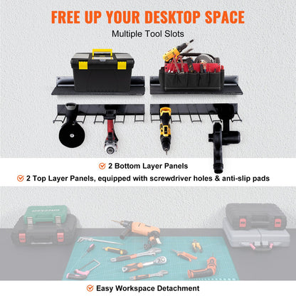 VEVOR Power Tool Organizer, 4 Slot, 2 Layers, 2 Pack Cordless Drill Holder Wall