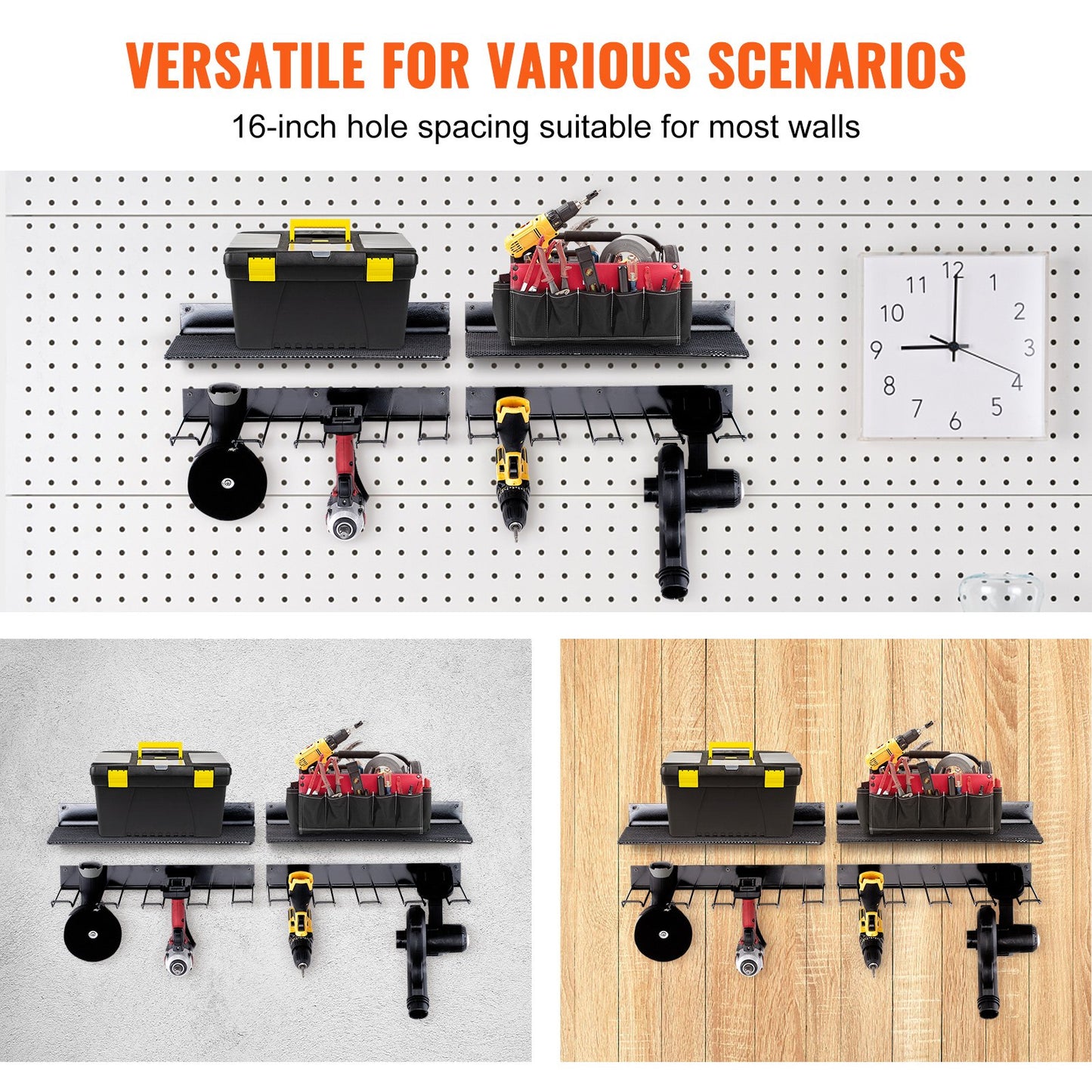 VEVOR Power Tool Organizer, 4 Slot, 2 Layers, 2 Pack Cordless Drill Holder Wall
