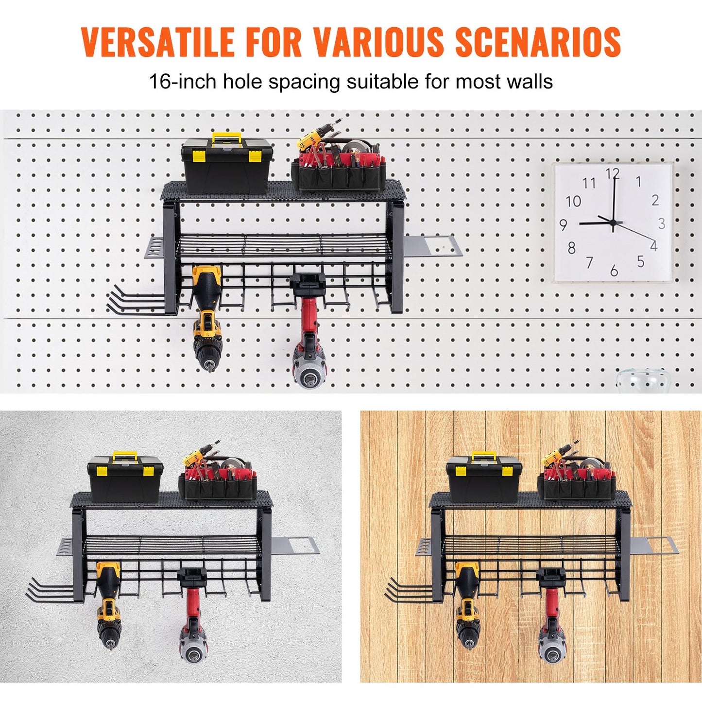 VEVOR Power Tool Organizer, 4 Slot, 3 Layers, Cordless Drill Holder Wall Mount,