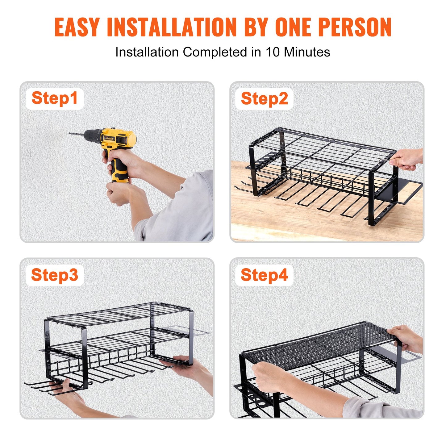 VEVOR Power Tool Organizer, 5 Slot, 3 Layers, Cordless Drill Holder Wall Mount,