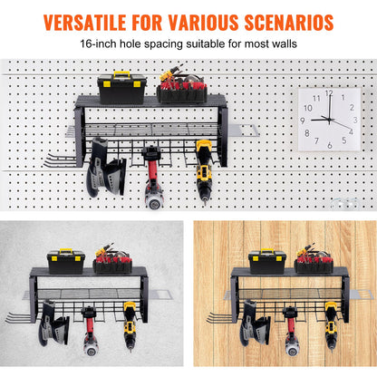 VEVOR Power Tool Organizer, 5 Slot, 3 Layers, Cordless Drill Holder Wall Mount,