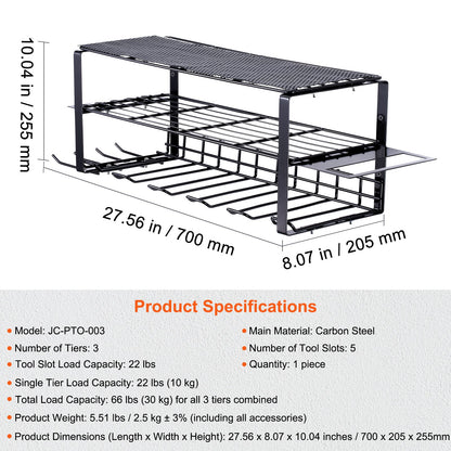 VEVOR Power Tool Organizer, 5 Slot, 3 Layers, Cordless Drill Holder Wall Mount,