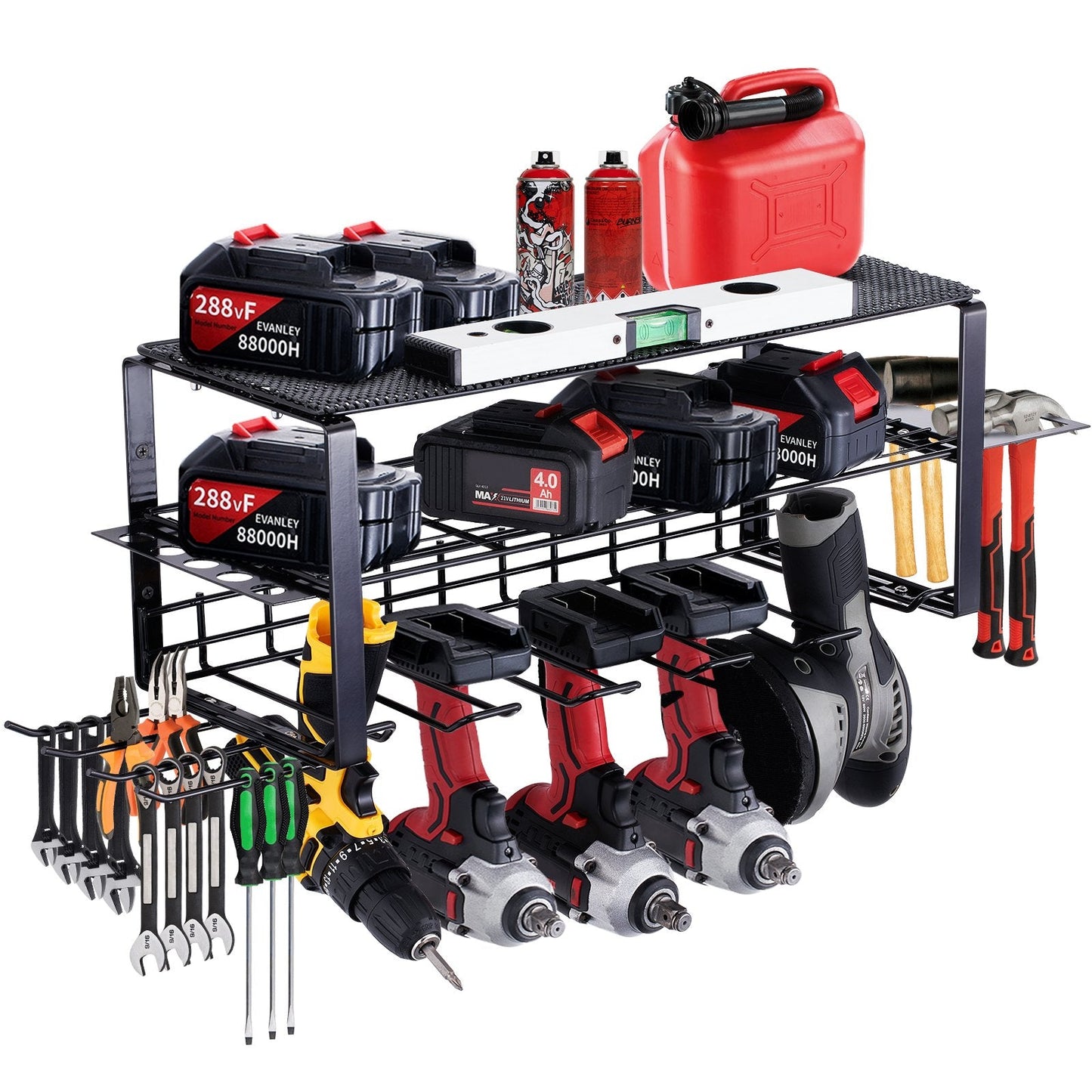 Heavy Duty 3-Layer Power Tool Organizer, 5 Slots, Holds Up to 30 kg