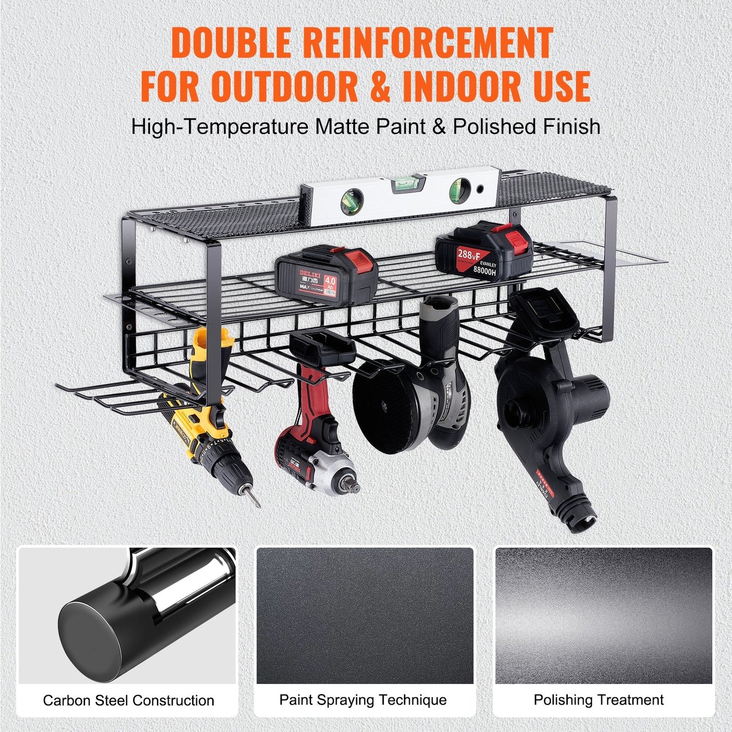 Heavy-Duty 3-Layer Power Tool Rack with 7 Slots, Holds Up to 30 kg