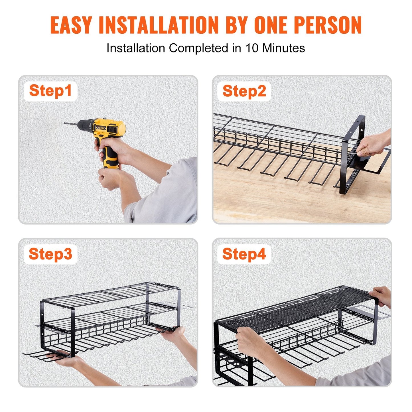 Heavy-Duty 3-Layer Power Tool Rack with 7 Slots, Holds Up to 30 kg
