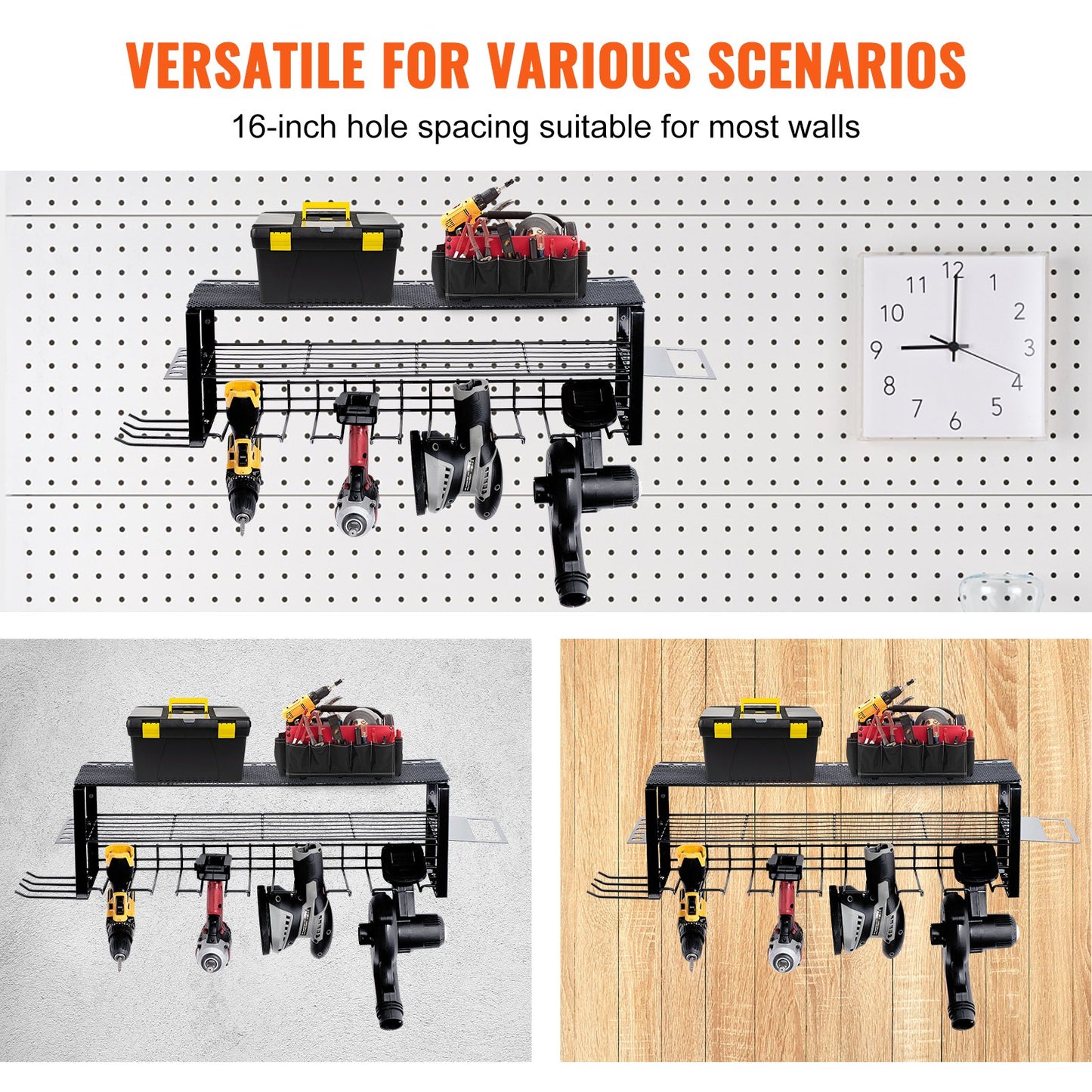 VEVOR Power Tool Organizer, 7 Slot, 3 Layers, Cordless Drill Holder Wall Mount,
