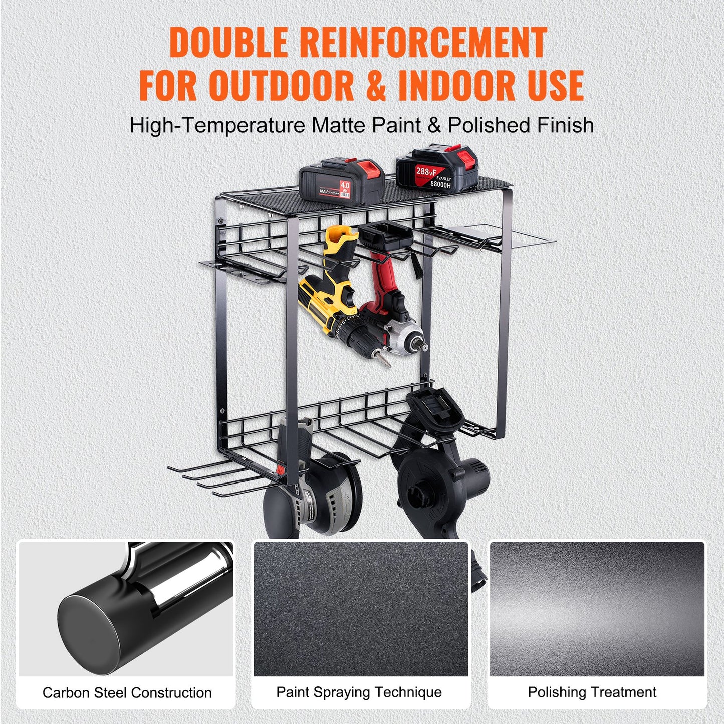 VEVOR Power Tool Organizer, 8 Slot, 3 Layers, Cordless Drill Holder Wall Mount,