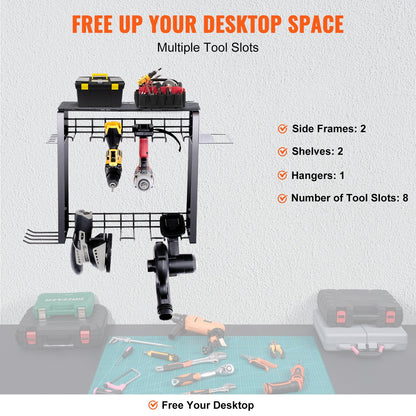 VEVOR Power Tool Organizer, 8 Slot, 3 Layers, Cordless Drill Holder Wall Mount,