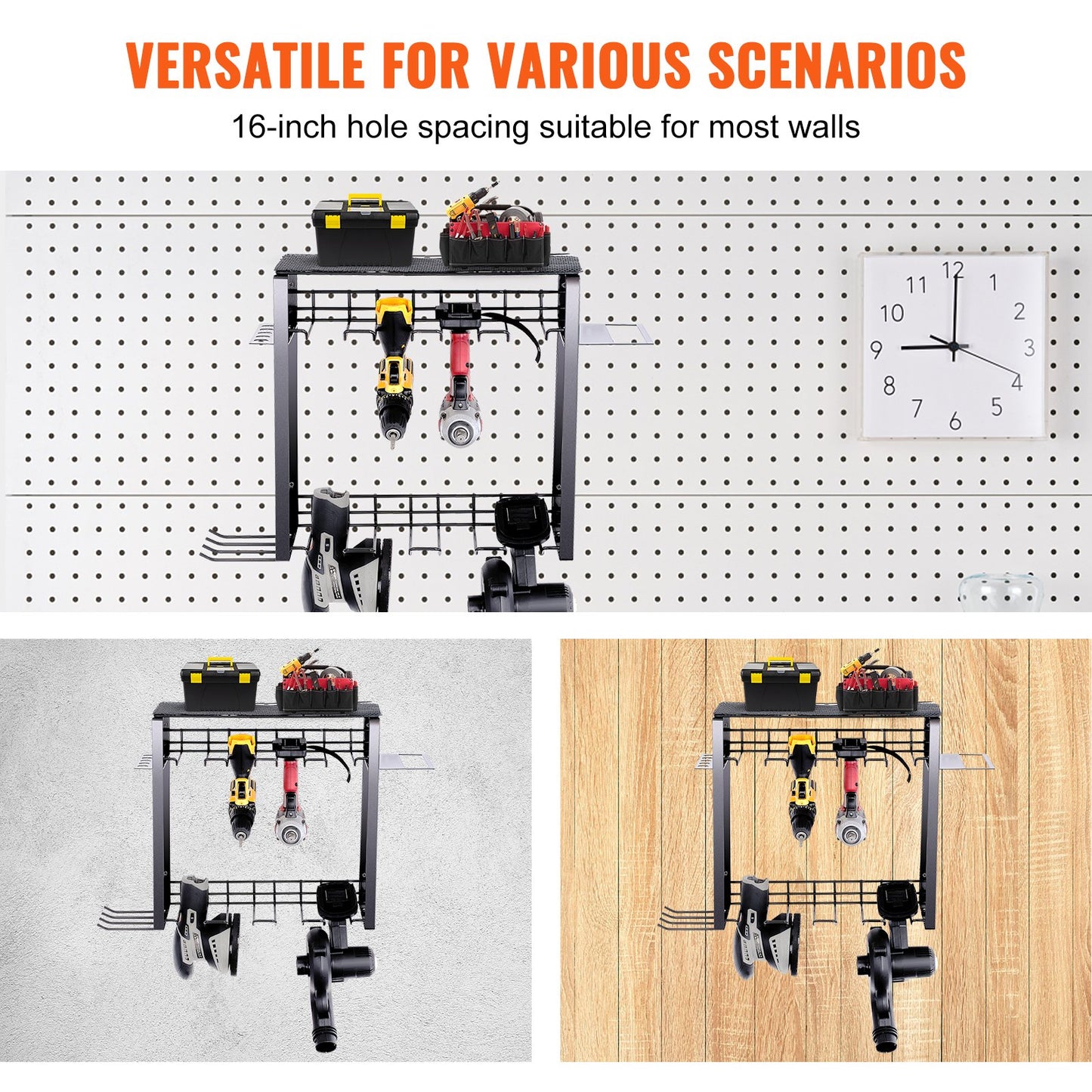 VEVOR Power Tool Organizer, 8 Slot, 3 Layers, Cordless Drill Holder Wall Mount,