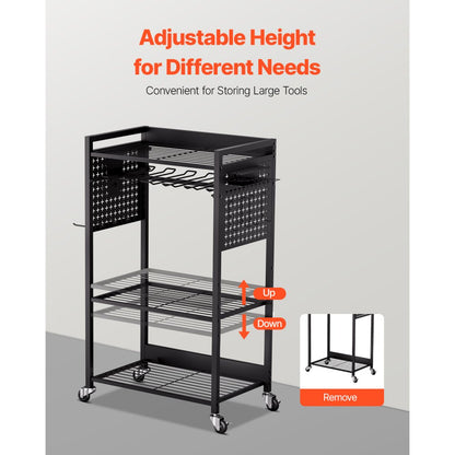 VEVOR 4-tier Tool Organizer Cart on Wheels 150 lbs Garage Cart for Workshop
