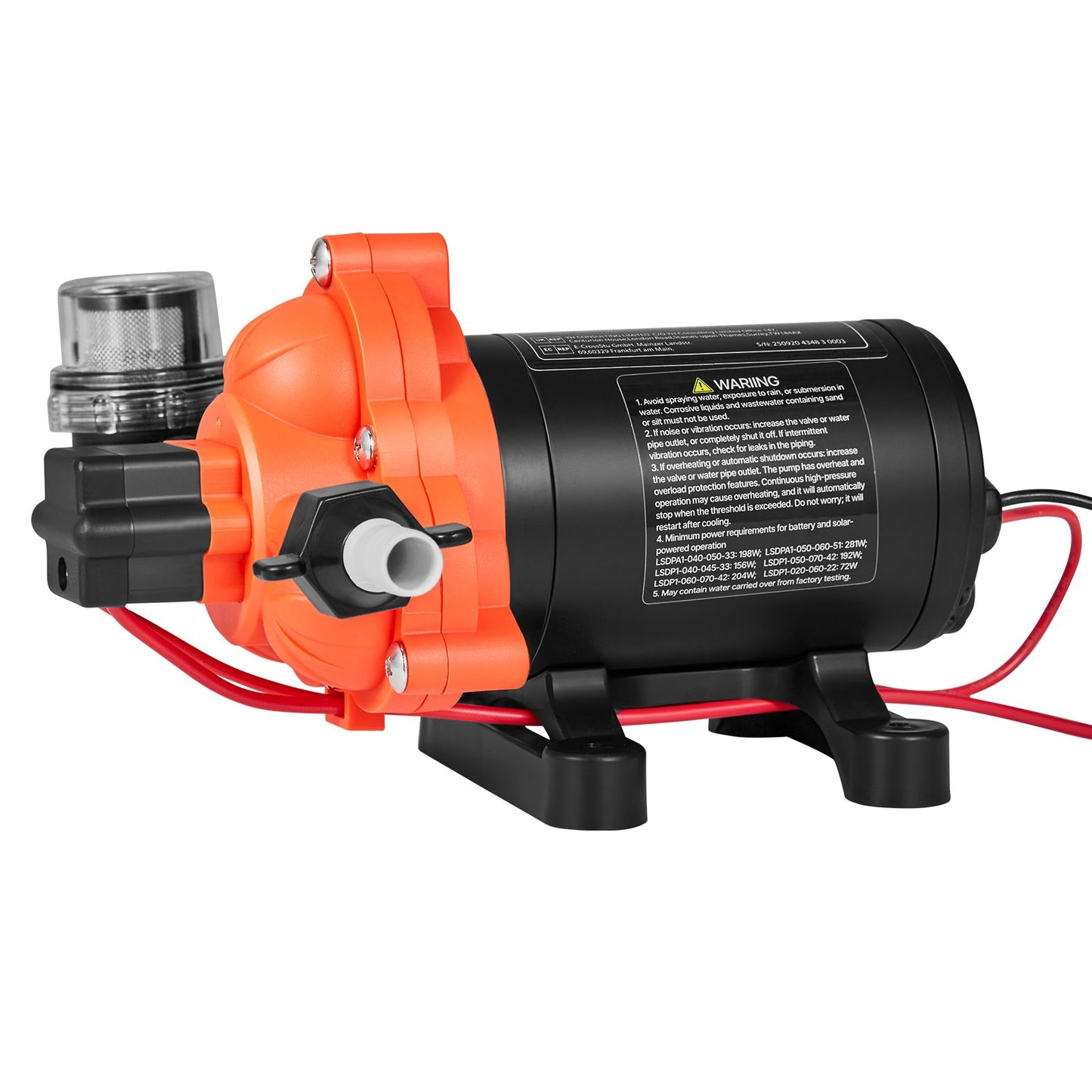 RV Water Pump, 12V DC 4 GPM (15.1 L/min), 3-Chamber Self-Priming Diaphragm Water Pump with Automatic Pressure Switch, 40 PSI Max Pressure, On Demand for RV, Caravan, Marine, Yacht, Car Washing