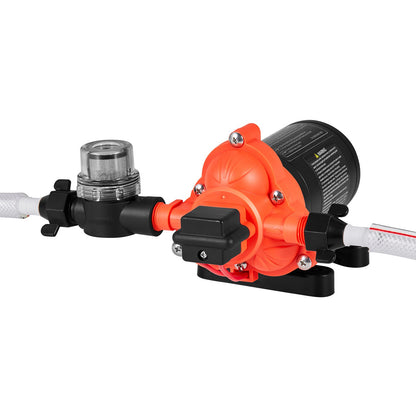 RV Water Pump, 12V DC 4 GPM (15.1 L/min), 3-Chamber Self-Priming Diaphragm Water Pump with Automatic Pressure Switch, 40 PSI Max Pressure, On Demand for RV, Caravan, Marine, Yacht, Car Washing