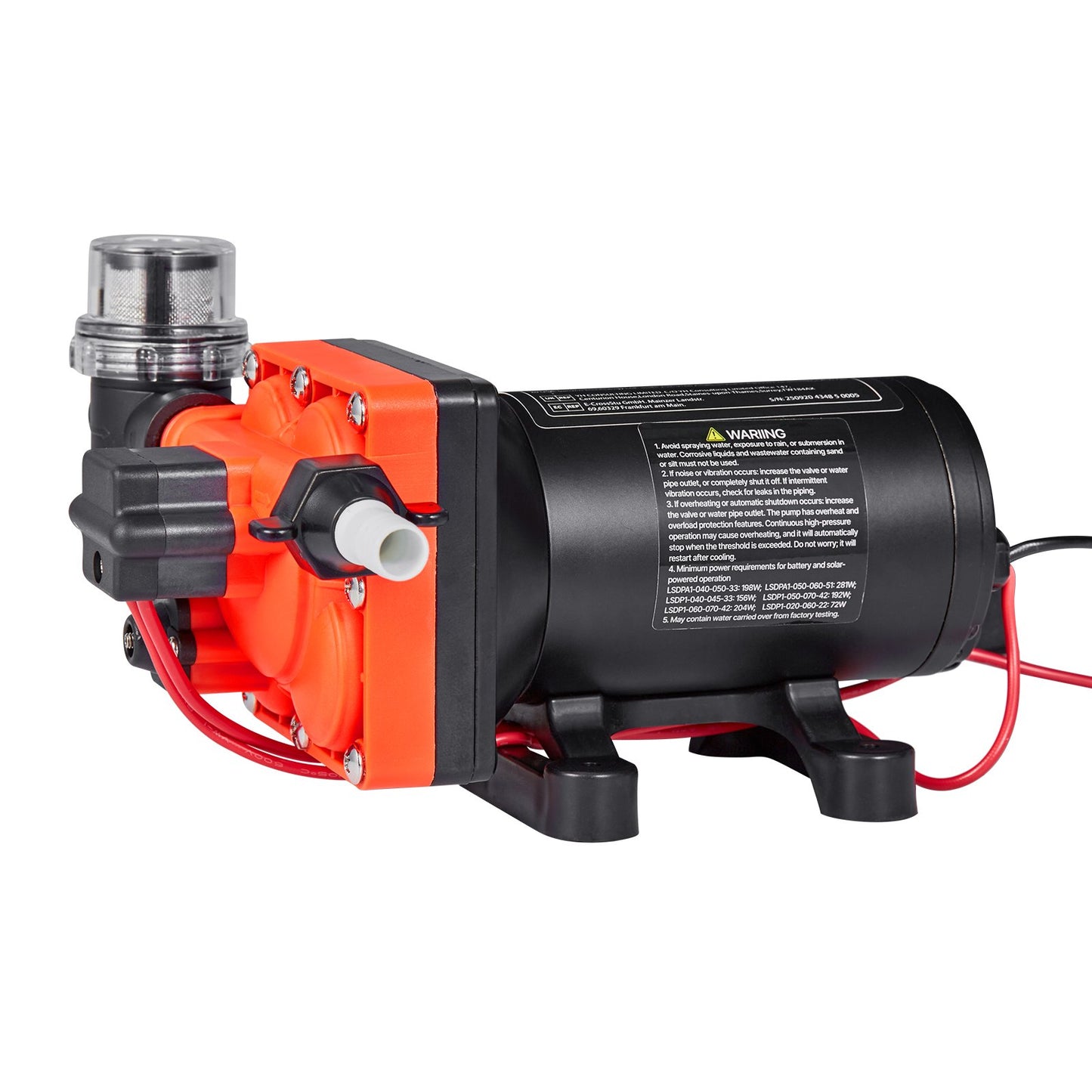RV Water Pump, 12V DC 6 GPM (22.7 L/min), 4-Chamber Self-Priming Diaphragm Water Pump with Automatic Pressure Switch, 70 PSI Max Pressure, On Demand for RV, Caravan, Marine, Yacht, Car Washing