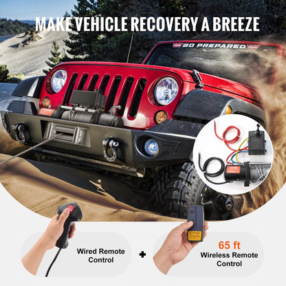 Electric Winch 6.1 Ton Waterproof with Remote Control and Steel Cable