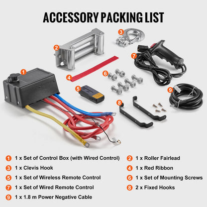Electric Winch 6.1 Ton Waterproof with Remote Control and Steel Cable