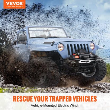 VEVOR Electric Winch, 4536 kg Load Capacity Nylon Rope Winch, IP67 8.9 mm x 25.9