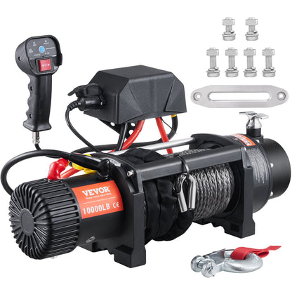 VEVOR Electric Winch, 4536 kg Load Capacity Nylon Rope Winch, IP67 8.9 mm x 25.9