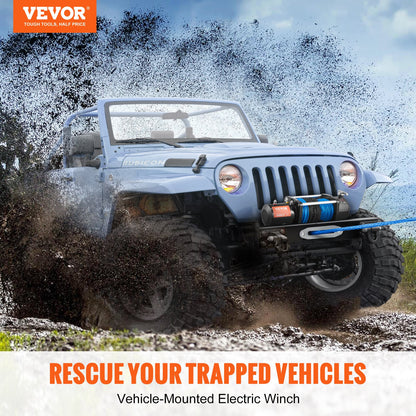 VEVOR Electric Winch, 3629 kg Load Capacity Nylon Rope Winch, IP67 8.9 mm x 25.9