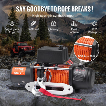 Electric Truck Winch with 6123 kg Capacity & Wireless Remote Control