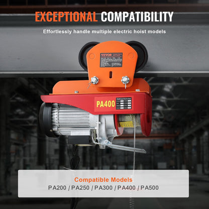 Electric Hoist Trolley, 1 Ton Capacity, Adjustable for 0.68-1.10 m Beam Width