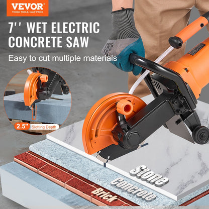 Electric Concrete Cutter, 2000W, 0.18m Blade, 63mm Depth, Wet/Dry Use