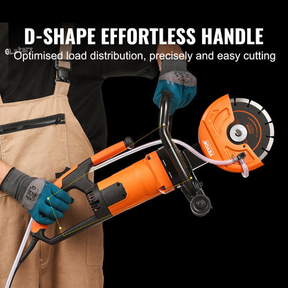 VEVOR Electric Concrete Saw, 7 in Circular Saw Cutter, 2000 W High Power with Max.