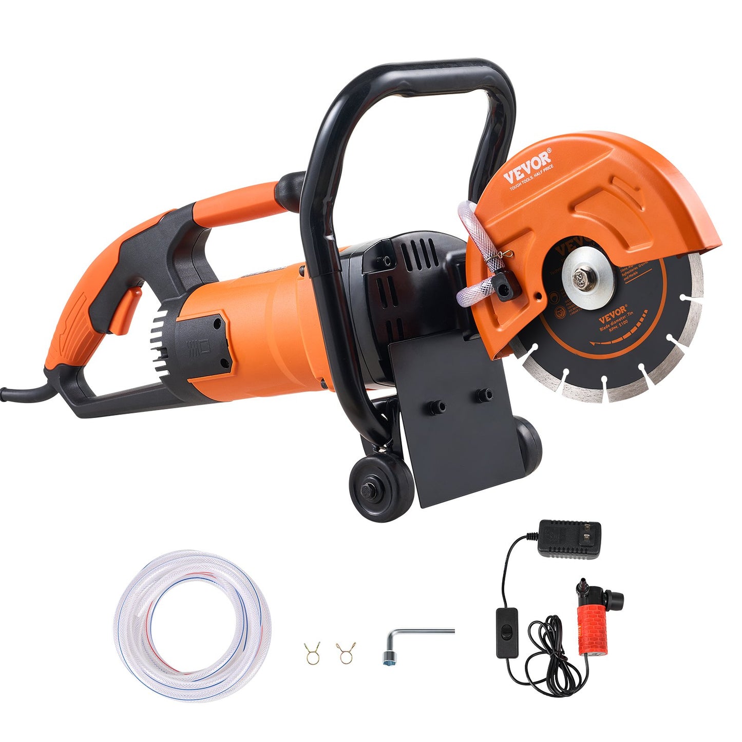 VEVOR Electric Concrete Saw, 7 in Circular Saw Cutter, 2000 W High Power with Max.