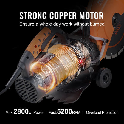 Electric Concrete Saw with Water Pump, 30.5cm Blade, 13.2kg, 5200 RPM