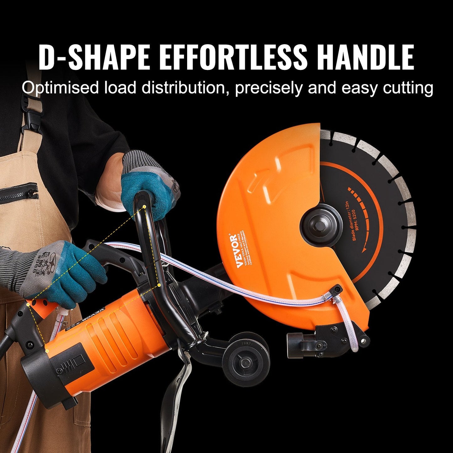 Electric Concrete Saw with Water Pump, 30.5cm Blade, 13.2kg, 5200 RPM
