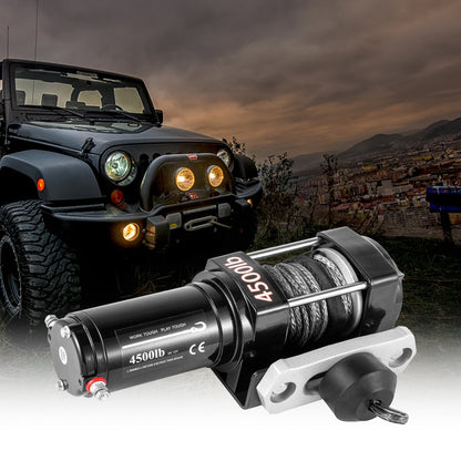 Electric Winch 2041kg Capacity with 13m Rope & Wireless Control for Off-Road Use