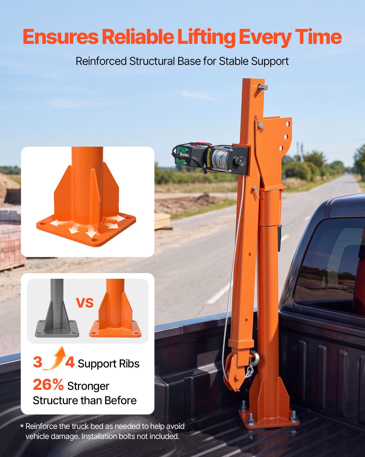 Electric Truck Crane, 499 kg Pickup Truck Crane with 12V Electric Winch, 360° Rotating Telescopic Boom, Premium Galvanized Steel, Foldable Pickup Bed Jib for Machine Lumber Attic Lifting