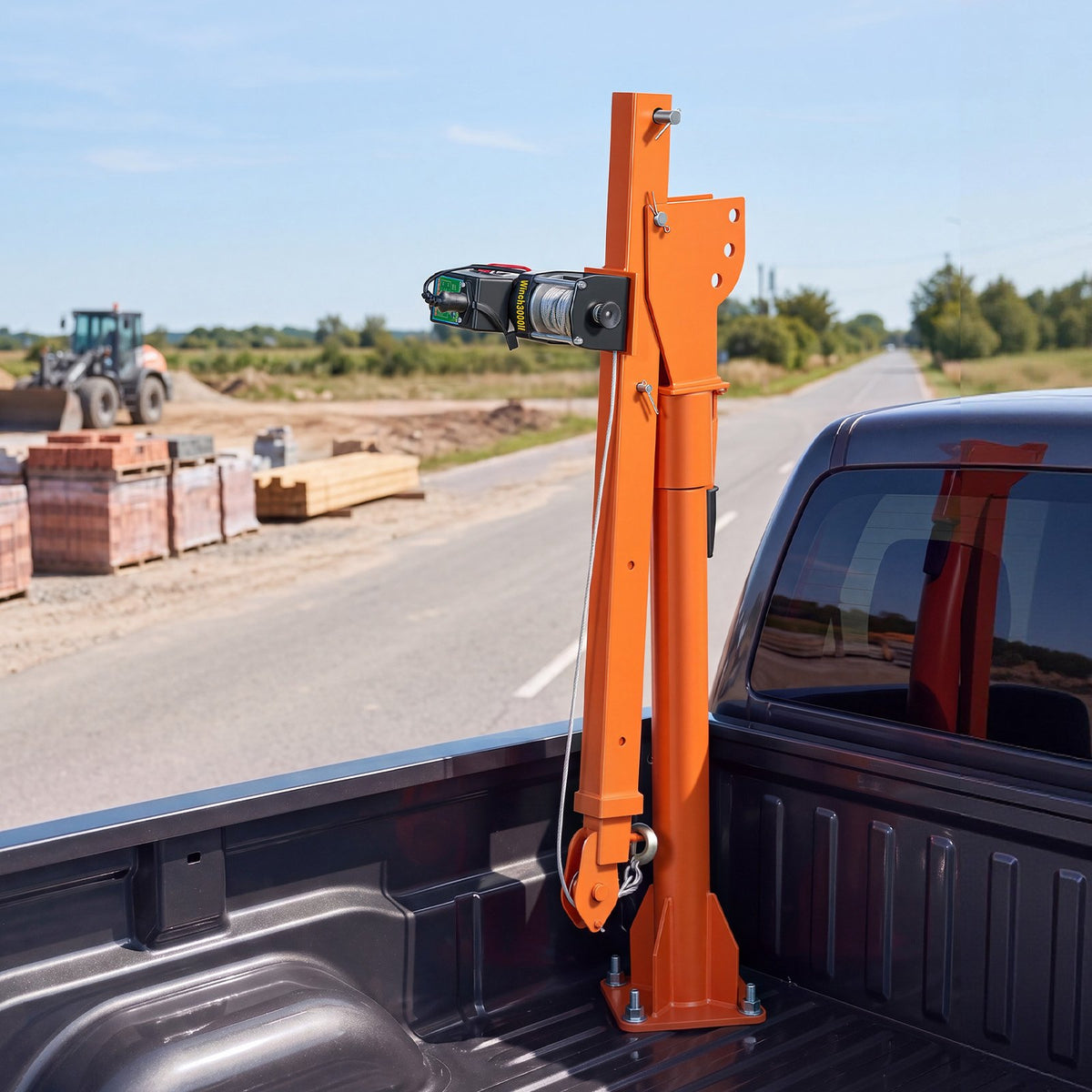 Electric Truck Crane, 499 kg Pickup Truck Crane with 12V Electric Winch, 360° Rotating Telescopic Boom, Premium Galvanized Steel, Foldable Pickup Bed Jib for Machine Lumber Attic Lifting