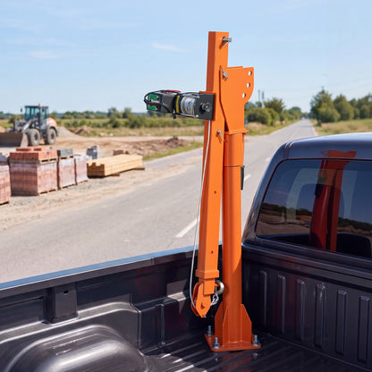 Electric Truck Crane, 499 kg Pickup Truck Crane with 12V Electric Winch, 360° Rotating Telescopic Boom, Premium Galvanized Steel, Foldable Pickup Bed Jib for Machine Lumber Attic Lifting