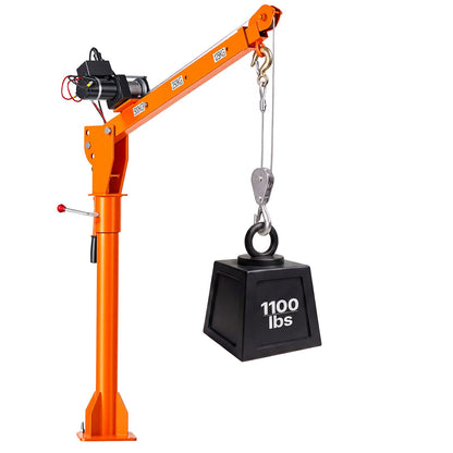 Electric Truck Crane, 499 kg Pickup Truck Crane with 12V Electric Winch, 360° Rotating Telescopic Boom, Premium Galvanized Steel, Foldable Pickup Bed Jib for Machine Lumber Attic Lifting