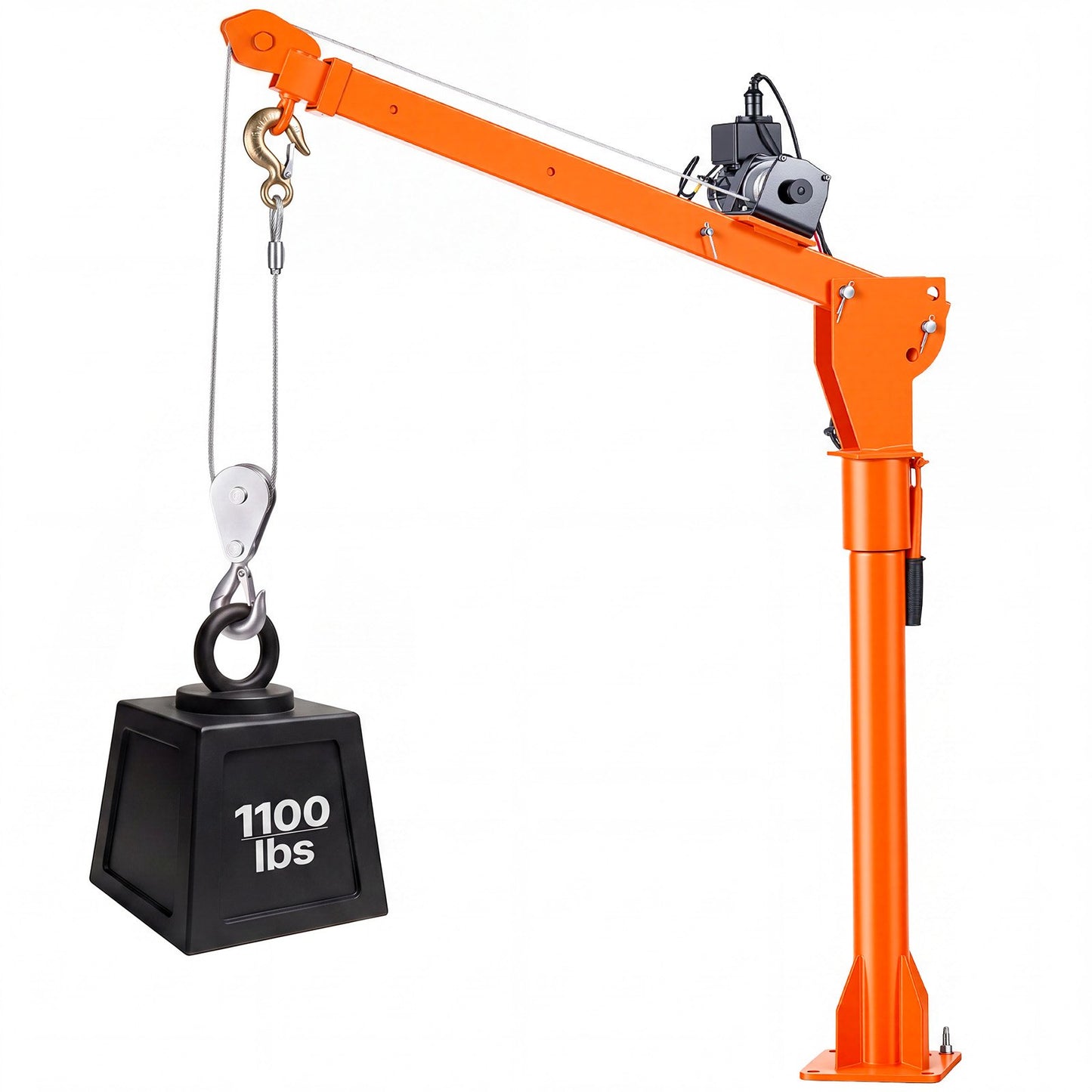Electric Truck Crane, 499 kg Pickup Truck Crane with 12V Electric Winch, 360° Rotating Telescopic Boom, Premium Galvanized Steel, Foldable Pickup Bed Jib for Machine Lumber Attic Lifting