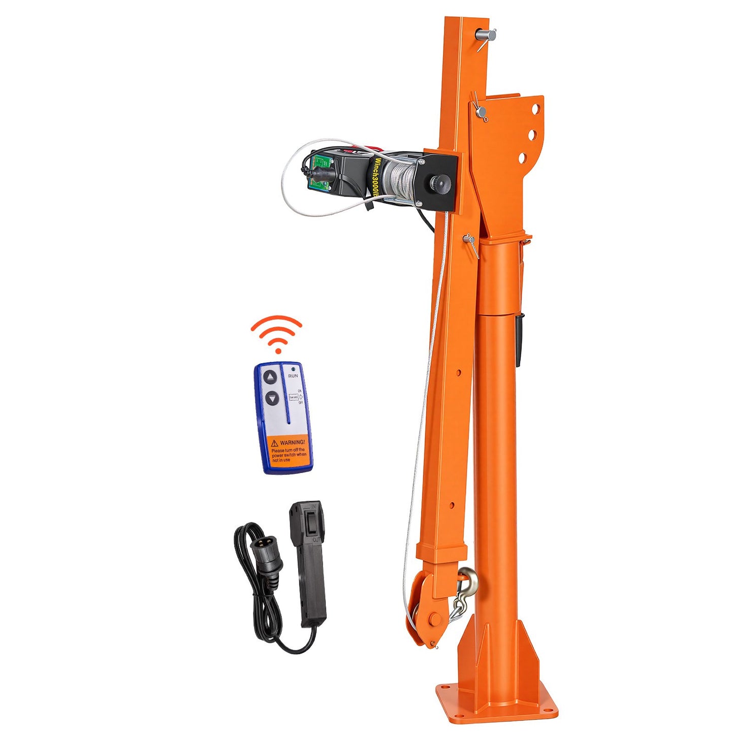 Electric Truck Crane, 499 kg Pickup Truck Crane with 12V Electric Winch, 360° Rotating Telescopic Boom, Premium Galvanized Steel, Foldable Pickup Bed Jib for Machine Lumber Attic Lifting