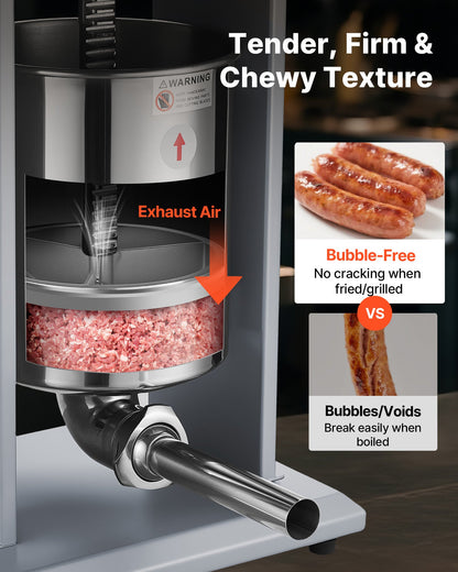 Electric Sausage Stuffer, 22 LBS / 10 L Vertical Meat Filler with Stepless Speed Adjustment, Stainless Steel Sausage Stuffing Machine, Foot Pedal & 4 Filling Tubes, for Commercial and Home Use