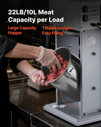 Electric Sausage Stuffer, 22 LBS / 10 L Vertical Meat Filler with Stepless Speed Adjustment, Stainless Steel Sausage Stuffing Machine, Foot Pedal & 4 Filling Tubes, for Commercial and Home Use