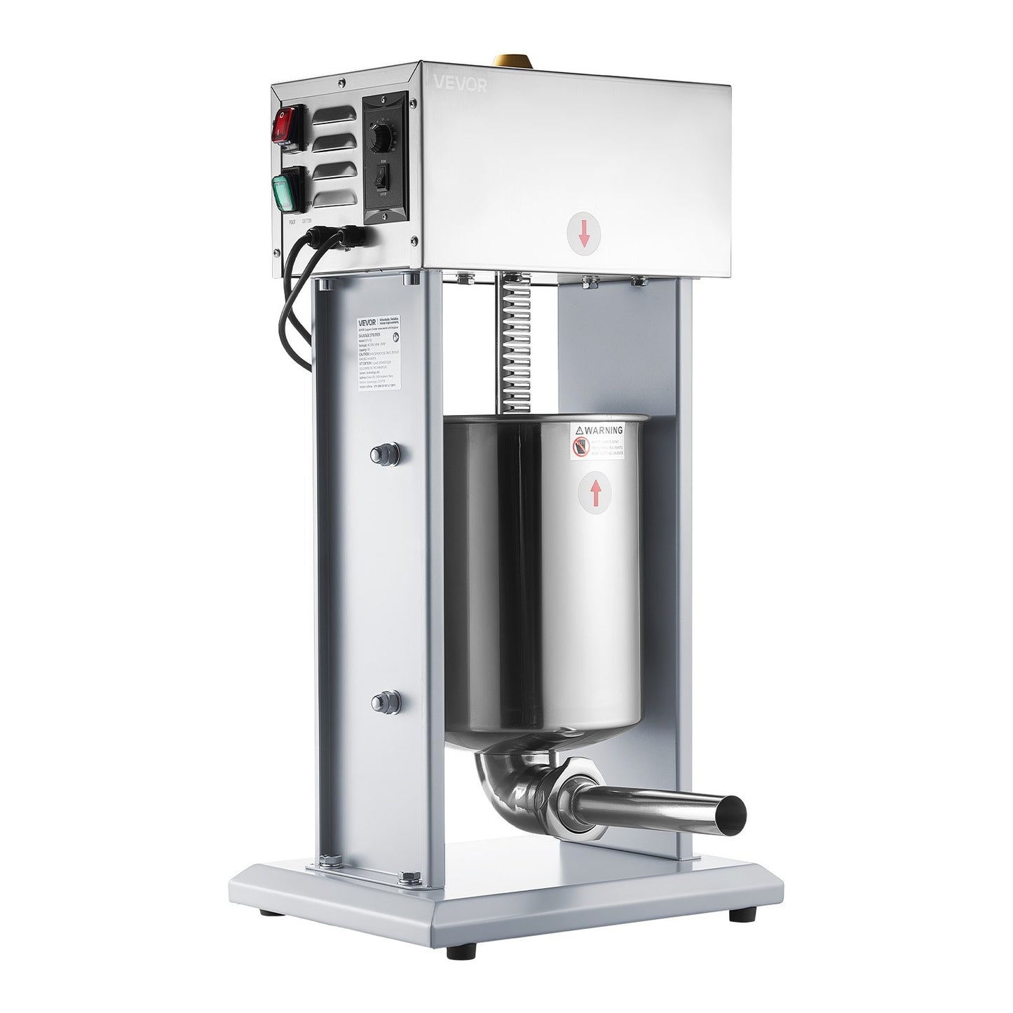 Electric Sausage Stuffer, 22 LBS / 10 L Vertical Meat Filler with Stepless Speed Adjustment, Stainless Steel Sausage Stuffing Machine, Foot Pedal & 4 Filling Tubes, for Commercial and Home Use