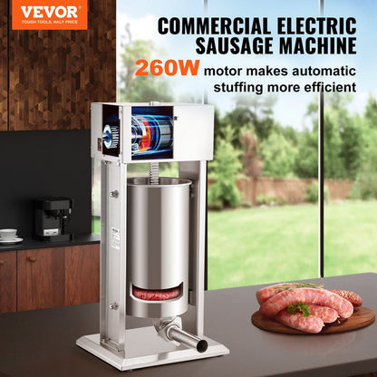 15L Electric Sausage Maker with Variable Speed and Stainless Steel Build