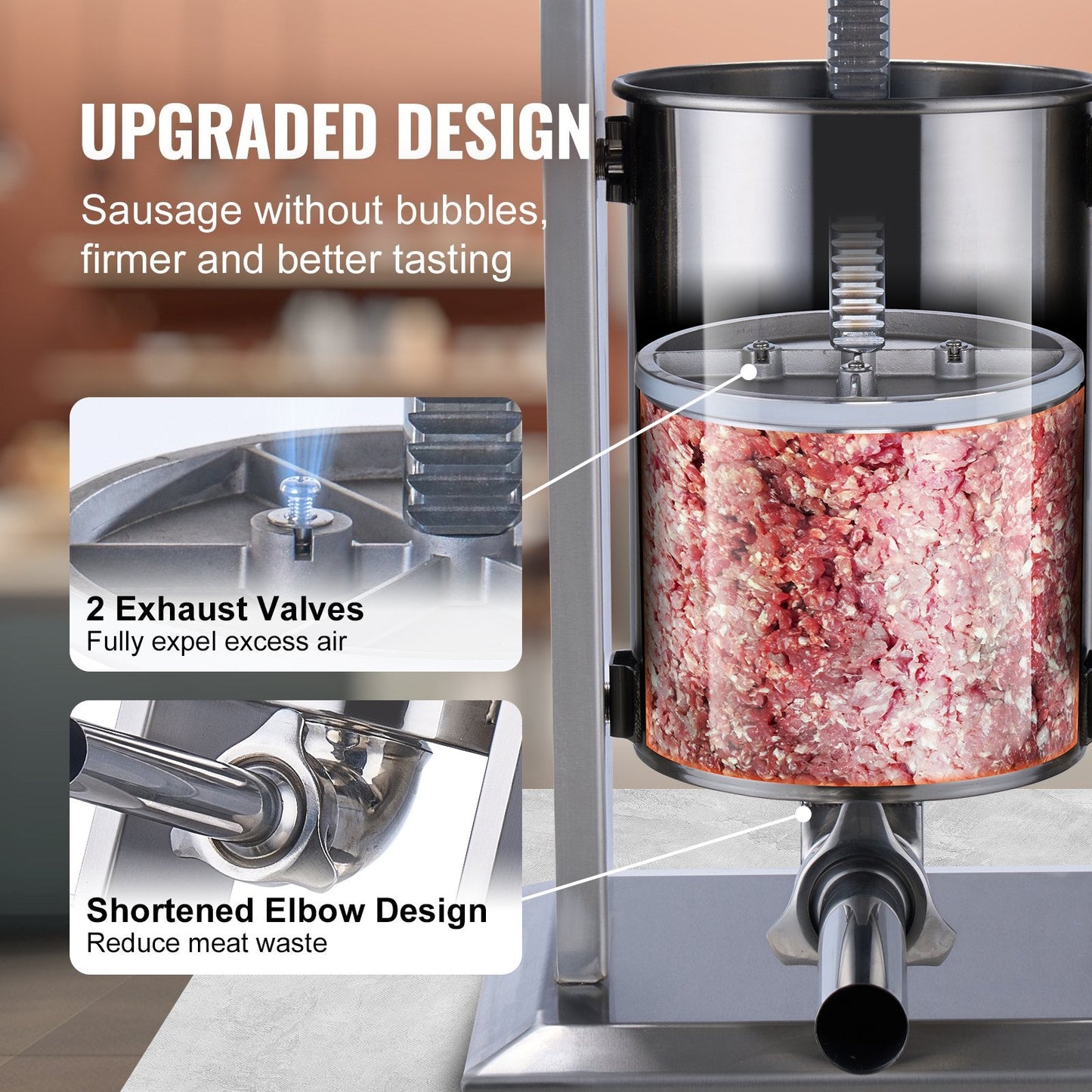 Electric 12L Vertical Sausage Stuffer, 304 Stainless Steel, Commercial Use