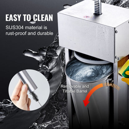 Electric 12L Vertical Sausage Stuffer, 304 Stainless Steel, Commercial Use
