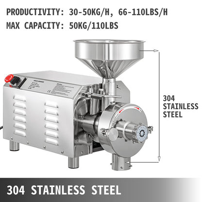 VEVOR Commercial Grinding Machine for Grain 2200W, Electric Grain Grinder 30-50KG/H,