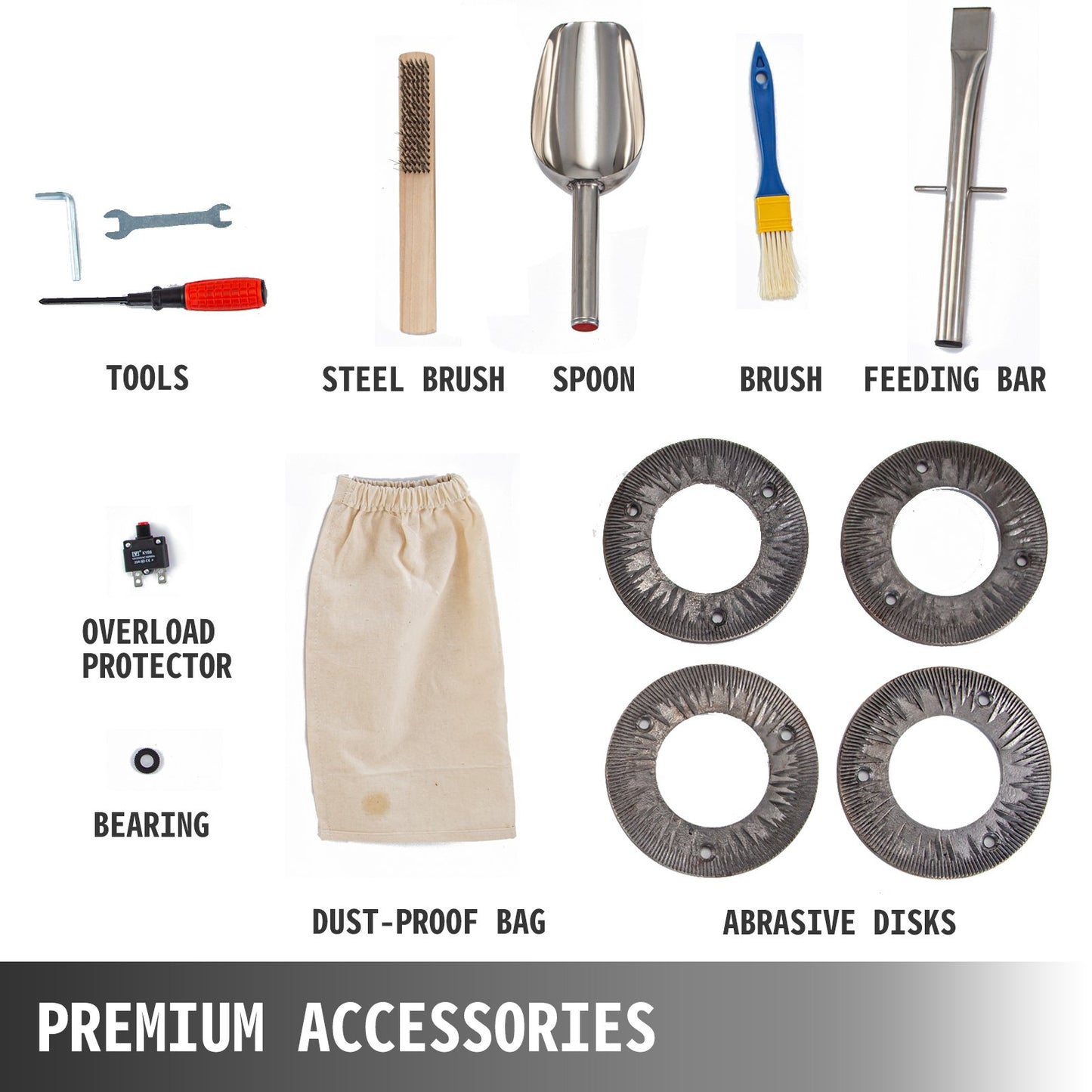 VEVOR Commercial Grinding Machine for Grain 2200W, Electric Grain Grinder 30-50KG/H,