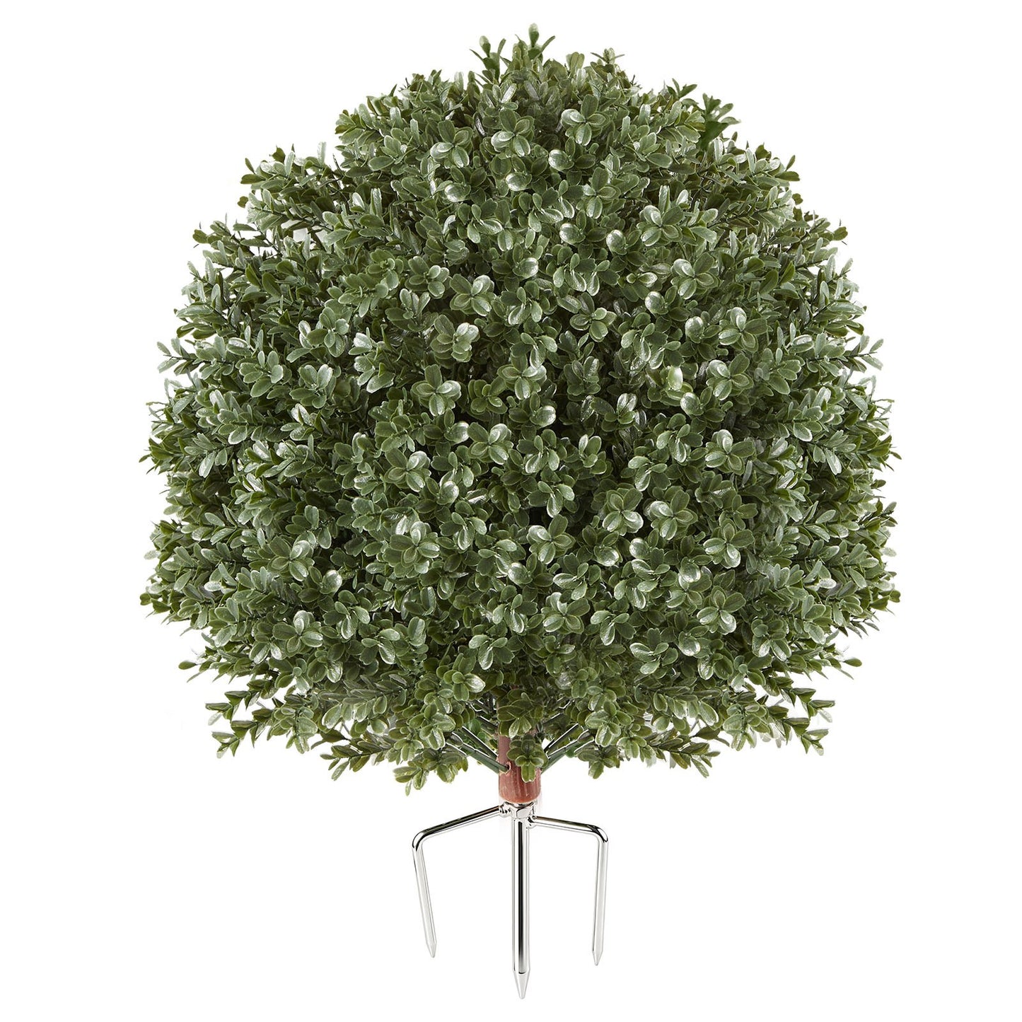 Artificial Topiary Boxwood Bush 508 mm Set of 2 Greenery Fake Shrubs, PE Faux Trees with Metal Ground Spikes, Indoor & Outdoor Green Plant for Front Door, Entryway, Porch, Balcony, Patio, Garden