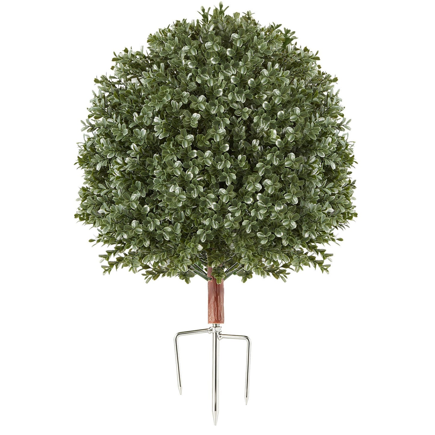 Artificial Topiary Boxwood Bush 508 mm Set of 2 Greenery Fake Shrubs, PE Faux Trees with Metal Ground Spikes, Indoor & Outdoor Green Plant for Front Door, Entryway, Porch, Balcony, Patio, Garden